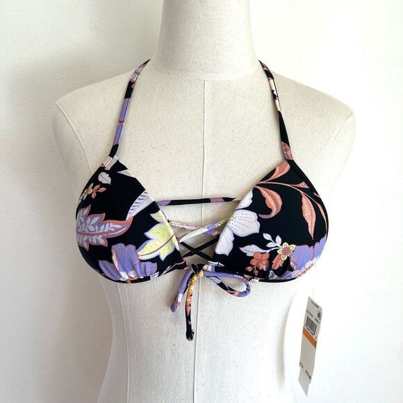 Hula Honey Luna Floral Triangle Bikini Top Juniors Small - Picture 2 of 11